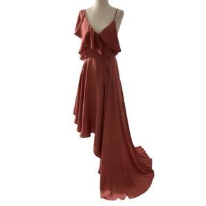 Do Be Rose Pink Lined Satin High Low Dress Women Size Small | 28-8